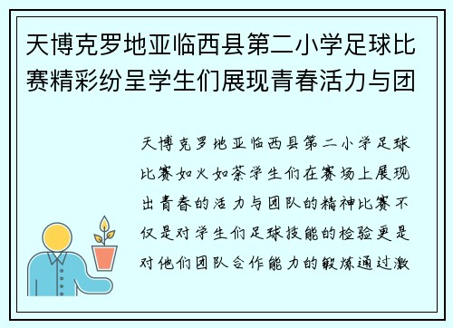 天博克罗地亚临西县第二小学足球比赛精彩纷呈学生们展现青春活力与团队精神